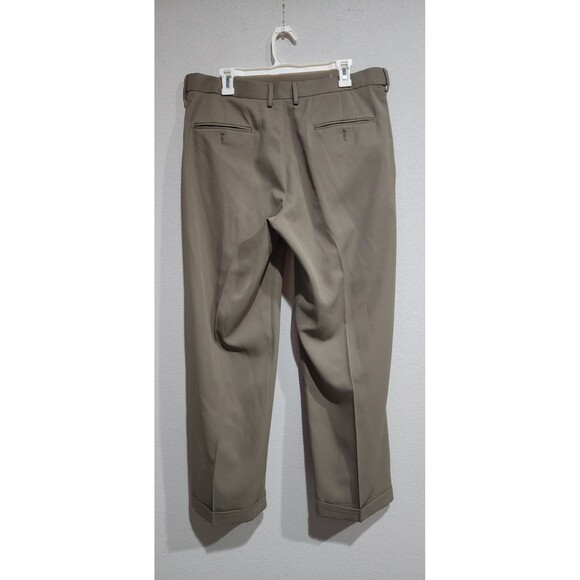 Haggar Men Soft Stripe Expandable Dress Pants Taupe Size 36x29 - Picture 9 of 14